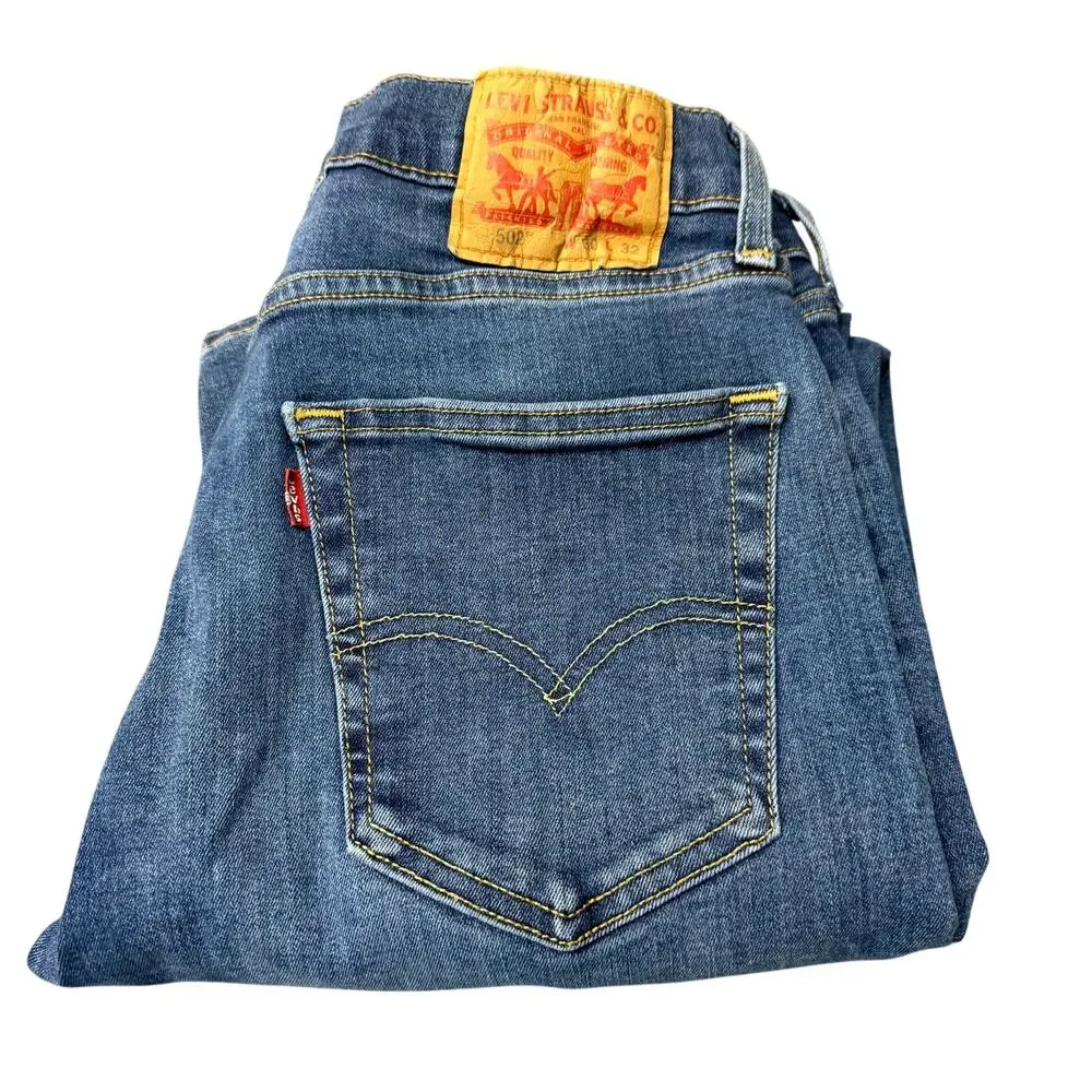 Levi's 502 Jeans Classic Taper Fit‎ Mens 30x32 (30x30 ACTUAL) Blue Denim Stretch